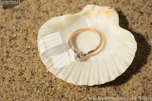 Image of Wedding ring in a shell