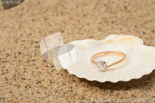 Image of Wedding ring in a shell