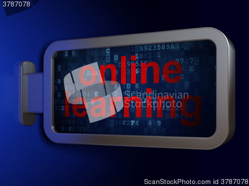 Image of Education concept: Online Learning on billboard background