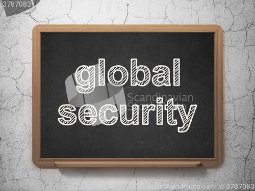 Image of Safety concept: Global Security on chalkboard background