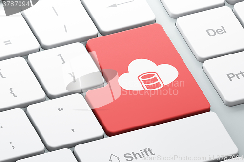 Image of Programming concept: Database With Cloud on computer keyboard background