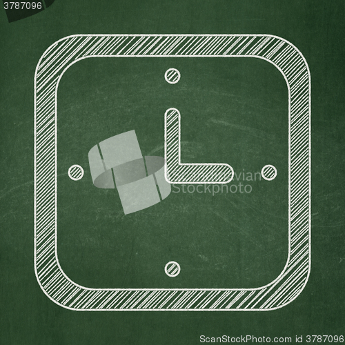 Image of Time concept: Watch on chalkboard background