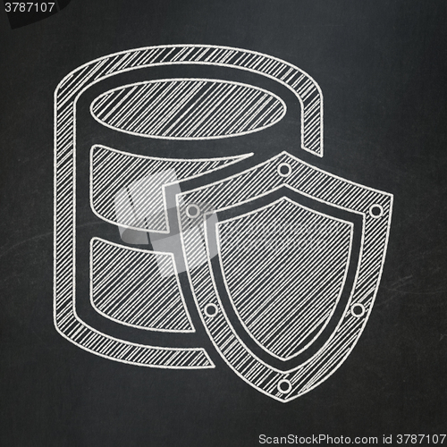 Image of Programming concept: Database With Shield on chalkboard background