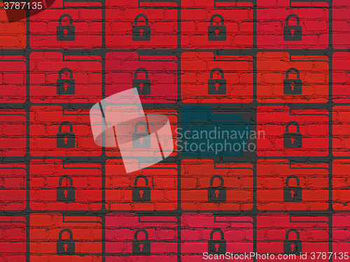 Image of Finance concept: folder icon on wall background