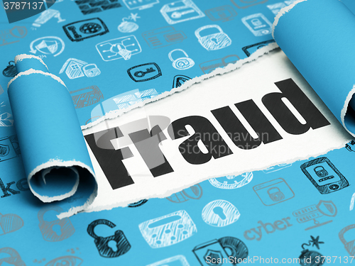 Image of Protection concept: black text Fraud under the piece of  torn paper