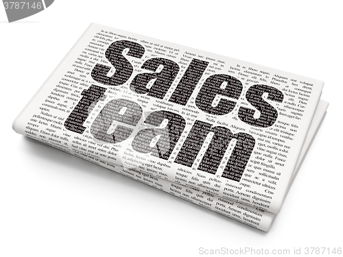 Image of Advertising concept: Sales Team on Newspaper background