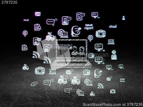 Image of News concept: Breaking News On Laptop in grunge dark room