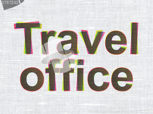 Image of Tourism concept: Travel Office on fabric texture background