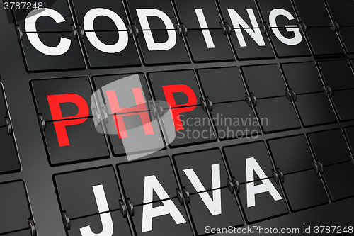 Image of Programming concept: Php on airport board background