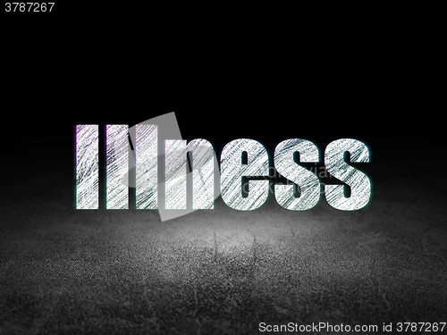 Image of Medicine concept: Illness in grunge dark room