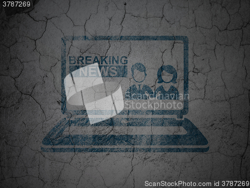 Image of News concept: Breaking News On Laptop on grunge wall background