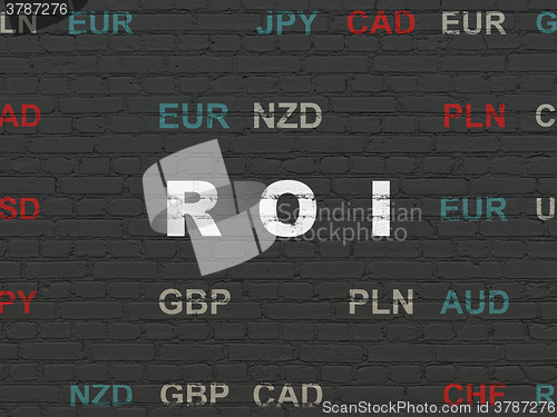 Image of Finance concept: ROI on wall background