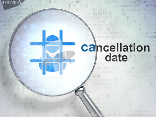 Image of Law concept: Criminal and Cancellation Date with optical glass