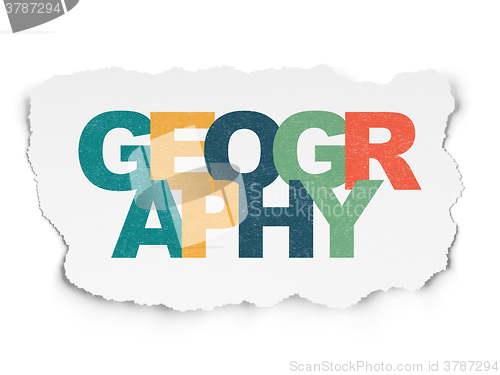 Image of Education concept: Geography on Torn Paper background