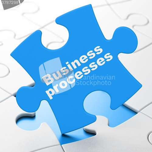 Image of Finance concept: Business Processes on puzzle background