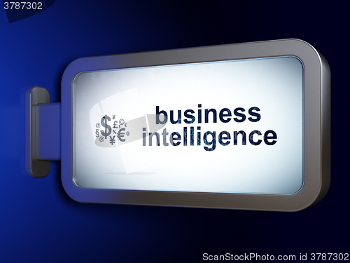 Image of Finance concept: Business Intelligence and Finance Symbol on billboard background