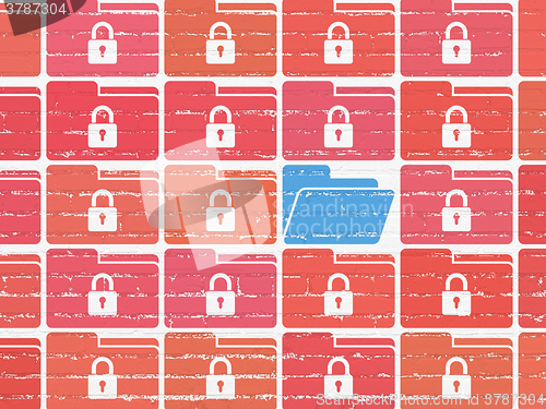 Image of Protection concept: folder icon on wall background
