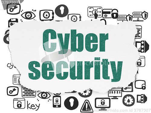 Image of Safety concept: Cyber Security on Torn Paper background