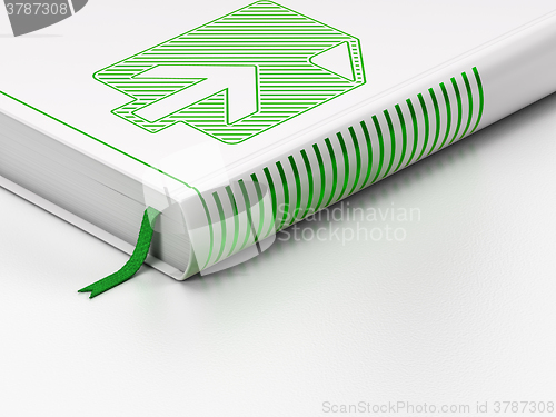 Image of Web design concept: closed book, Upload on white background
