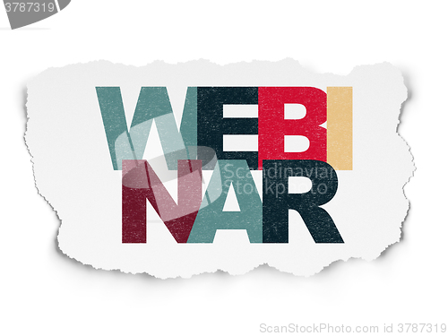 Image of Learning concept: Webinar on Torn Paper background