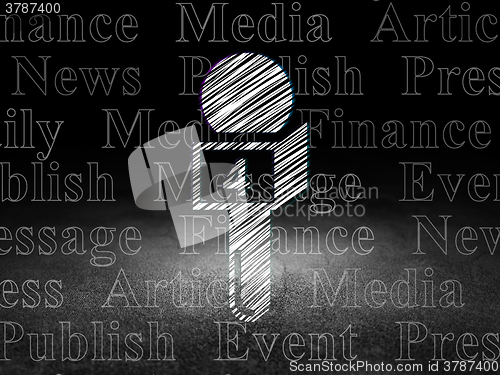 Image of News concept: Microphone in grunge dark room