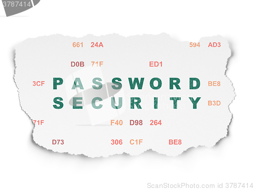 Image of Protection concept: Password Security on Torn Paper background