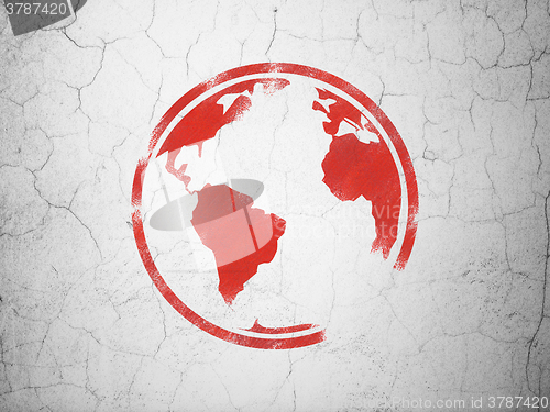 Image of Science concept: Globe on wall background