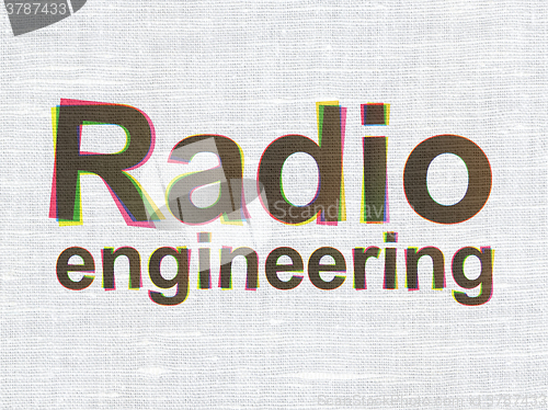 Image of Science concept: Radio Engineering on fabric texture background