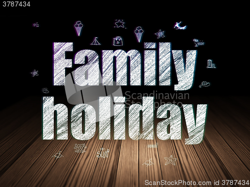 Image of Vacation concept: Family Holiday in grunge dark room