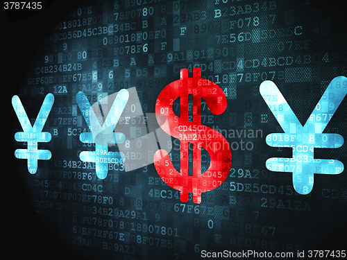 Image of Banking concept: Dollar And Yen on digital background