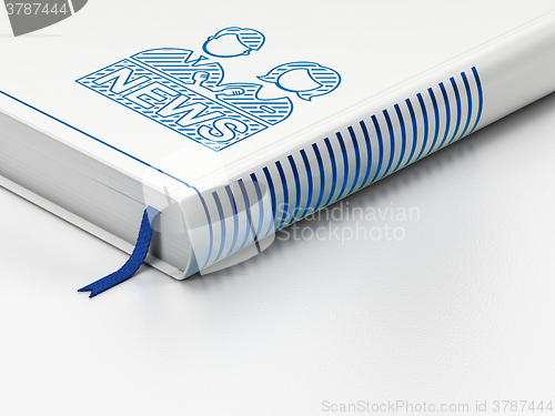 Image of News concept: closed book, Anchorman on white background