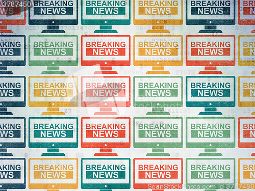 Image of News concept: Breaking News On Screen icons on Digital Paper background