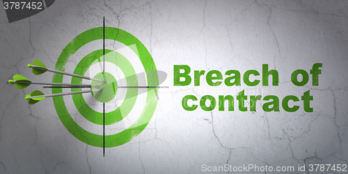 Image of Law concept: target and Breach Of Contract on wall background