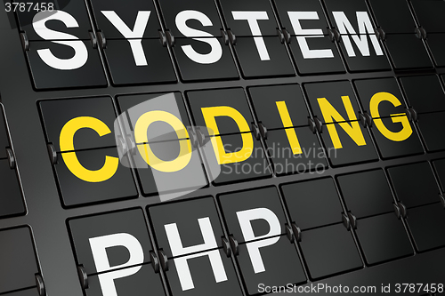 Image of Software concept: Coding on airport board background