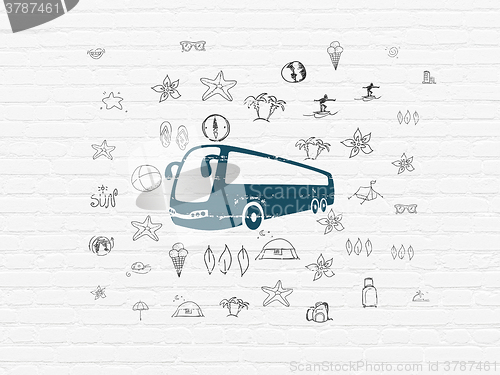 Image of Tourism concept: Bus on wall background
