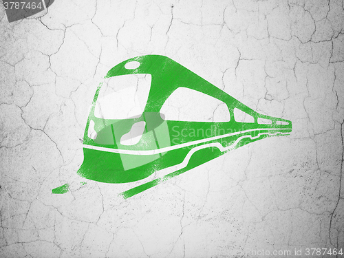 Image of Vacation concept: Train on wall background