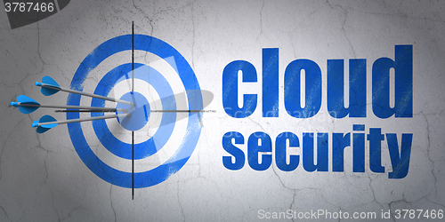 Image of Privacy concept: target and Cloud Security on wall background