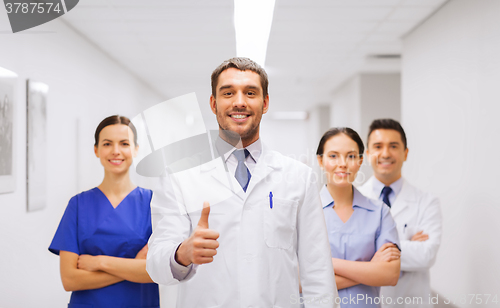 Image of medics or doctors at hospital showing thumbs up