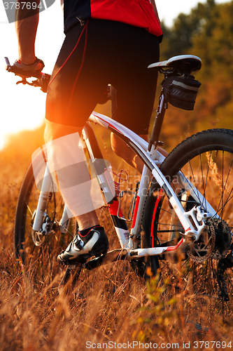 Image of Cyclist on the Meadow Trail at tne Evening