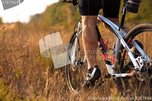 Image of Cyclist on the Meadow Trail at tne Evening