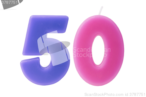 Image of 50th birthday candles isolated 