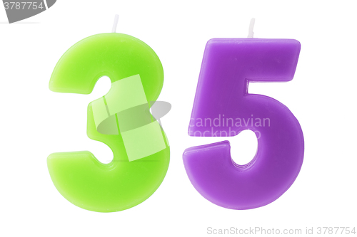 Image of 35th birthday candles isolated 