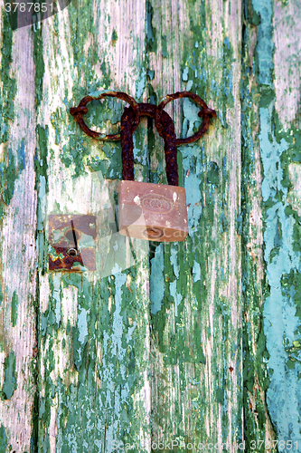 Image of padlock spain   knocker lanzarote   door wood  
