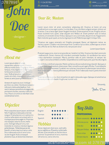 Image of Modern cover letter resume cv with green ribbons