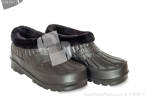 Image of Comfortable waterproof work shoes on a white background.