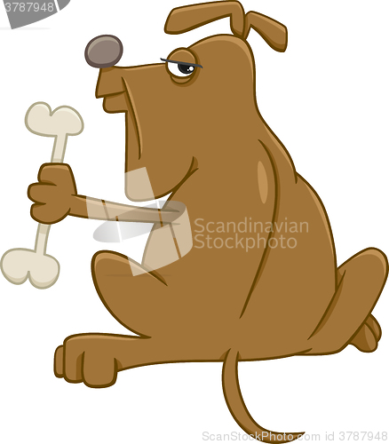 Image of dog with bone cartoon