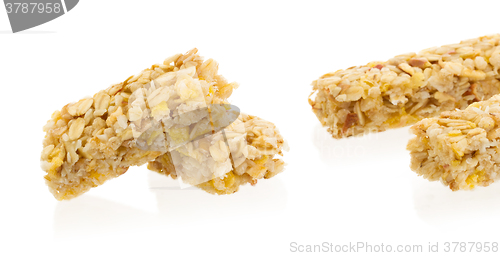 Image of Muesli bar with apple, nuts and sugar