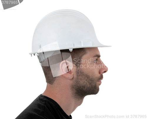 Image of Engineer with hardhat on white background