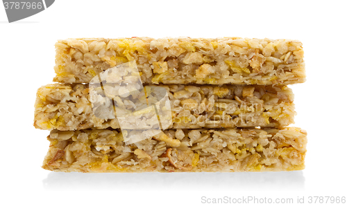 Image of Muesli bar with apple, nuts and sugar