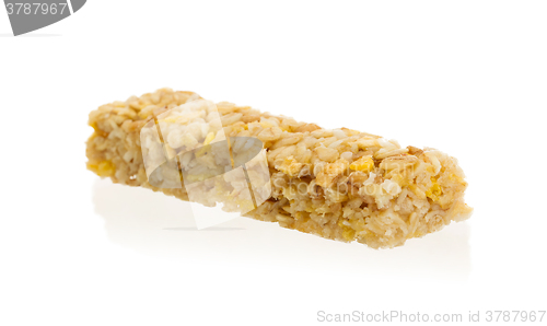 Image of Muesli bar with apple, nuts and sugar